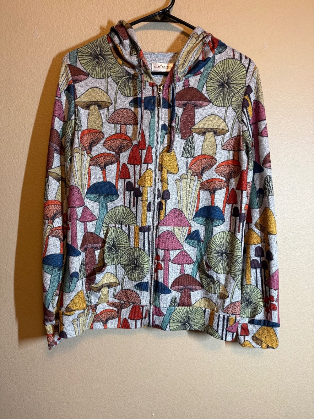 Heathered Gray Soft Mushroom Zip-Up Jacket